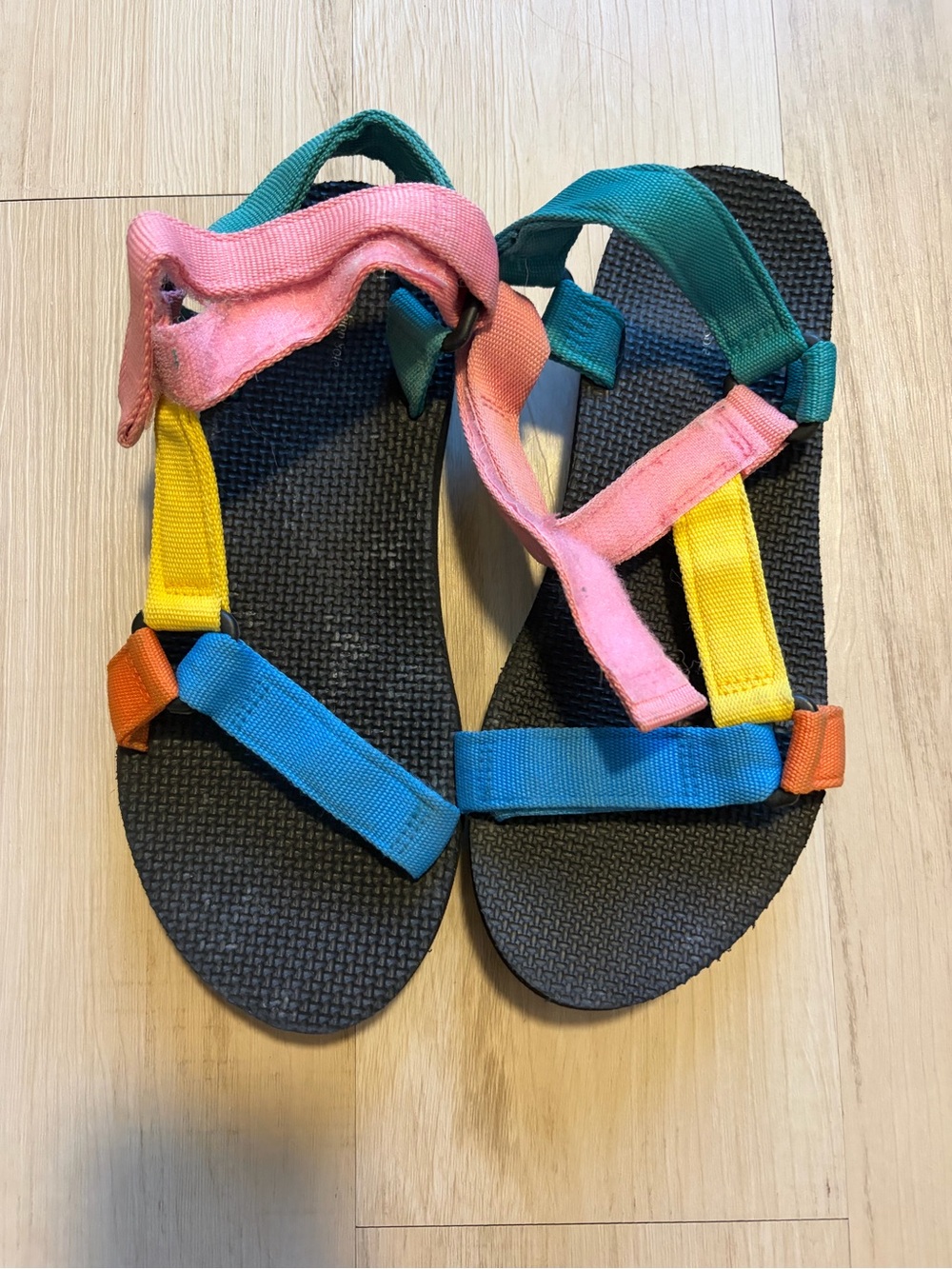 Time and Tru Colorblock Strap Sandals - Pink, Yellow, Blue, Green, Orange